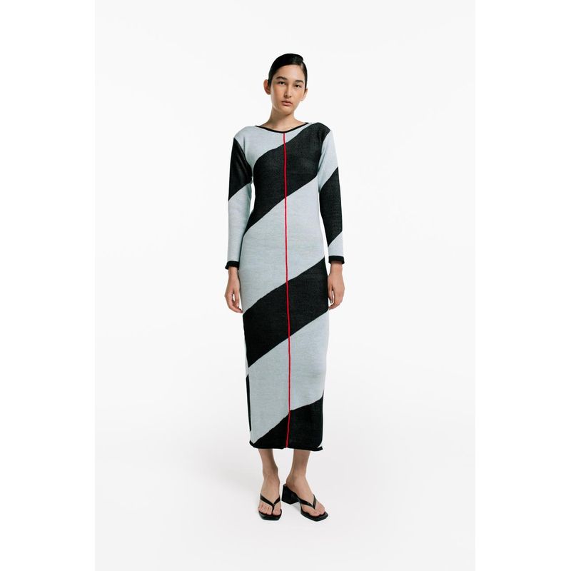 MAGLIONE - Vestido Diagonal Cuello Redondo con Mangas