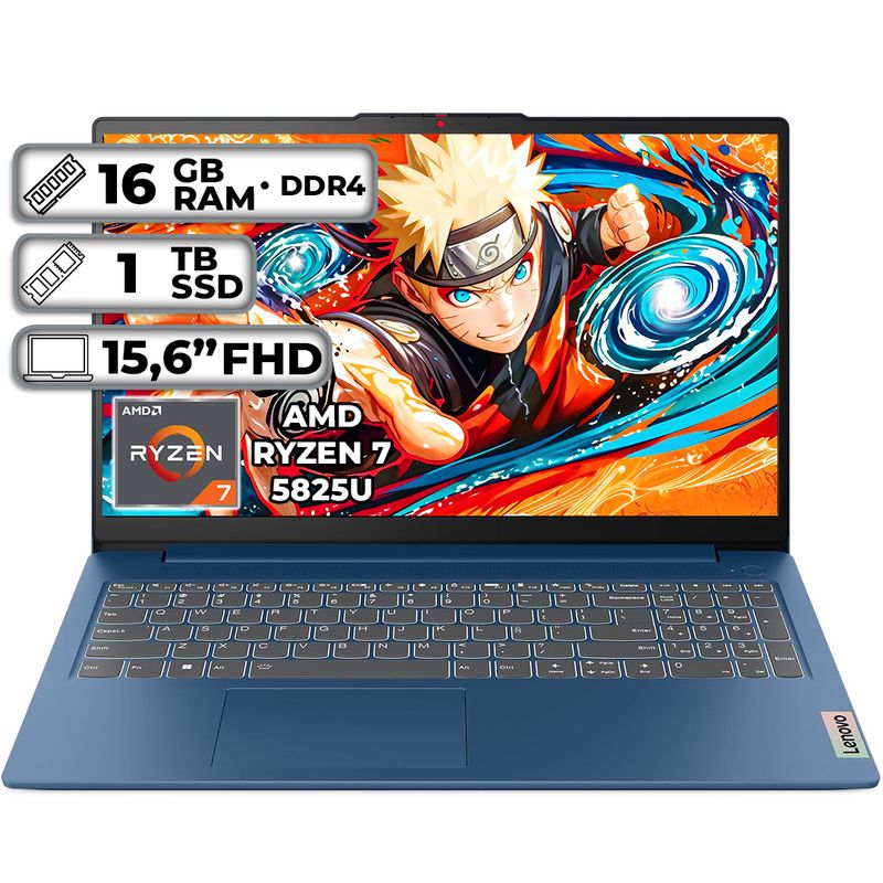 LENOVO - PORTÁTIL LENOVO SLIM 3 15ABR8 AMD RYZEN 7-5825U 16GB RAM 1TB SSD 15.6″ FHD