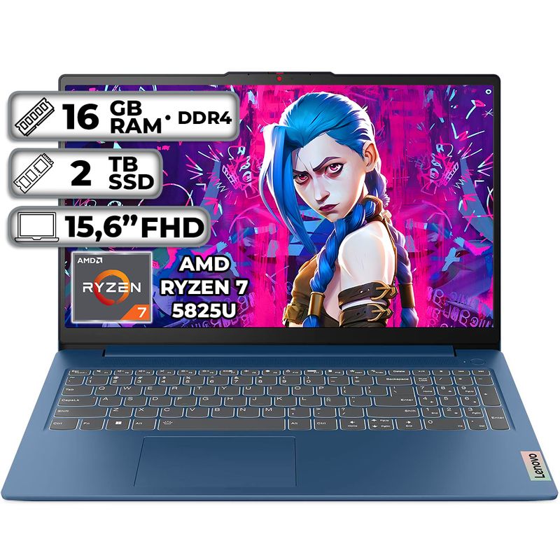 LENOVO - PORTÁTIL LENOVO SLIM 3 15ABR8 AMD RYZEN 7-5825U 16GB RAM 2TB SSD 15.6″ FHD