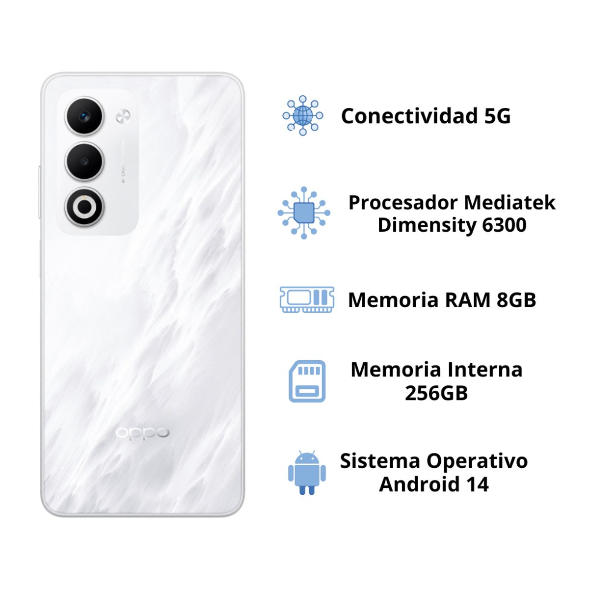 OPPO - Celular OPPO A5 5G 256GB 8GB  Blanco