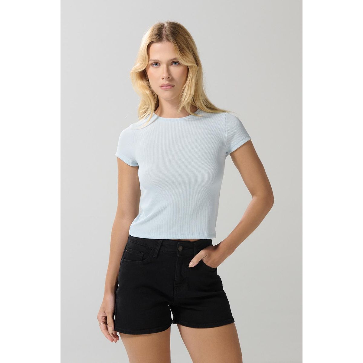 KOAJ - KOAJ Camiseta manga corta ajustada unicolor con texturas Mujer