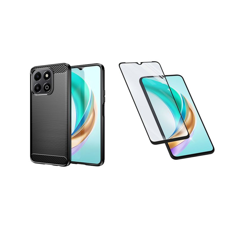 GENERICO - Funda Tipo Carbono Fiber + Vidrio templado HONOR X6B Plus