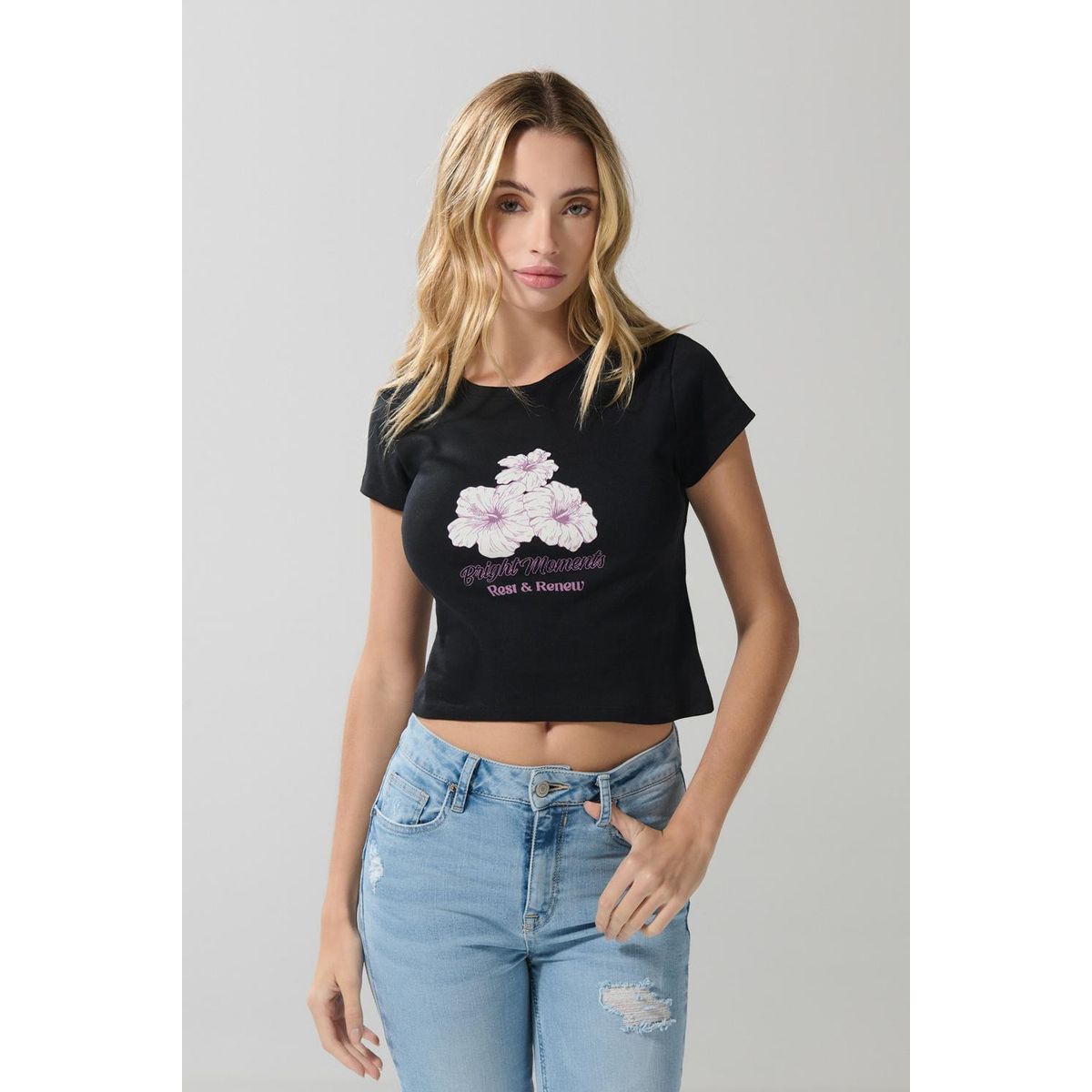 KOAJ - KOAJ Camiseta cuello redondo unicolor con frase en frente Mujer