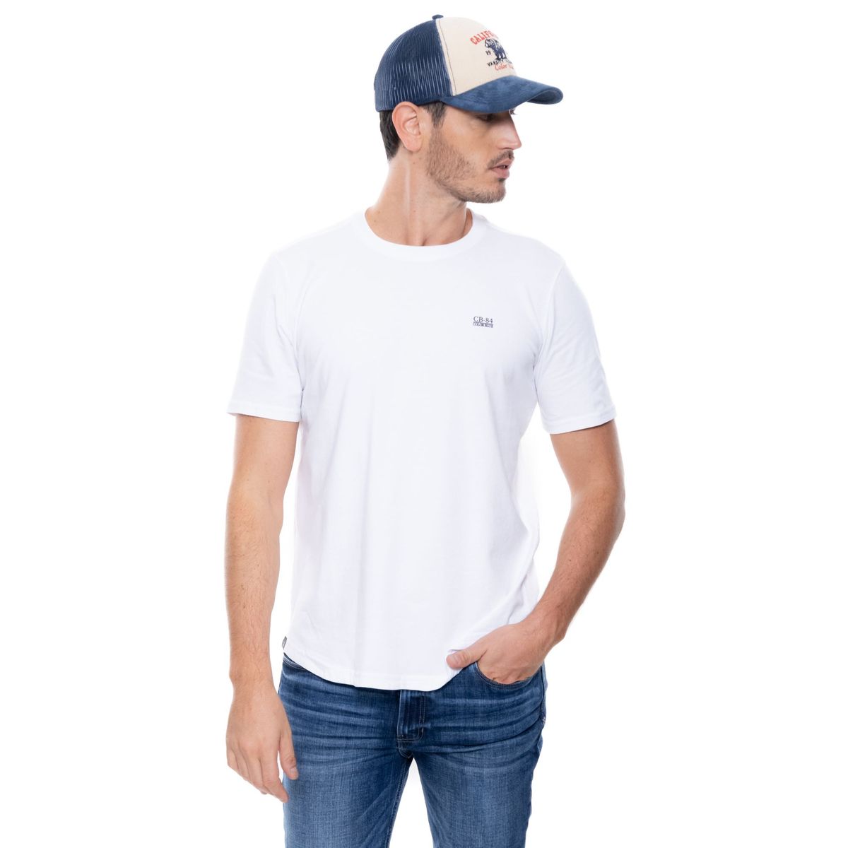 COLOR BLUE - Camiseta Manga Corta Con Estampado Punto Corazón