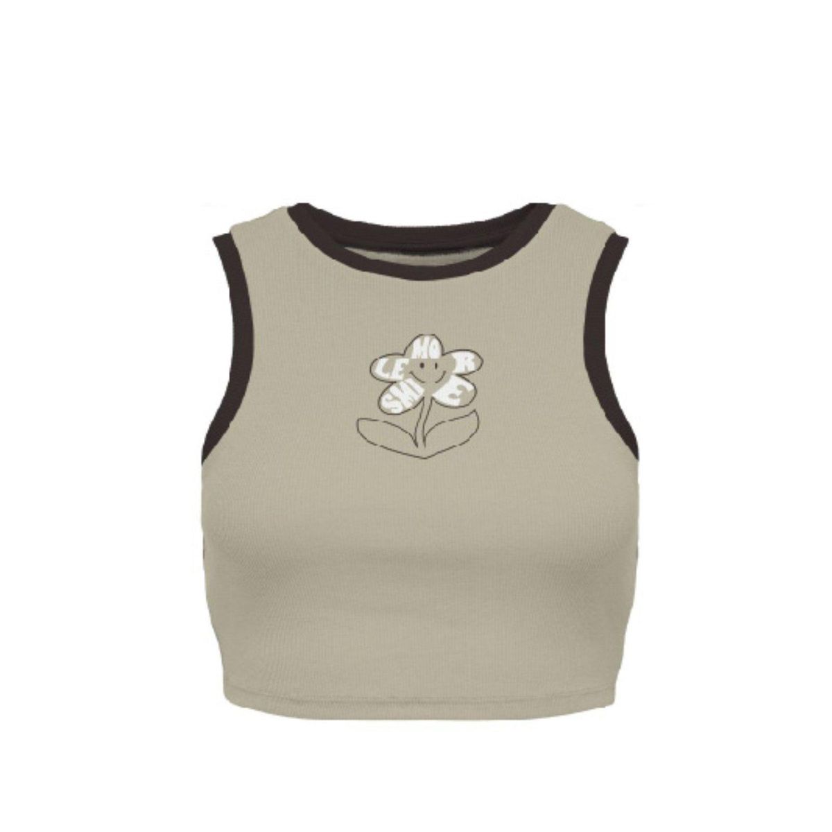 KOAJ - KOAJ Camiseta femenina manga sisa con estampado en frente Mujer