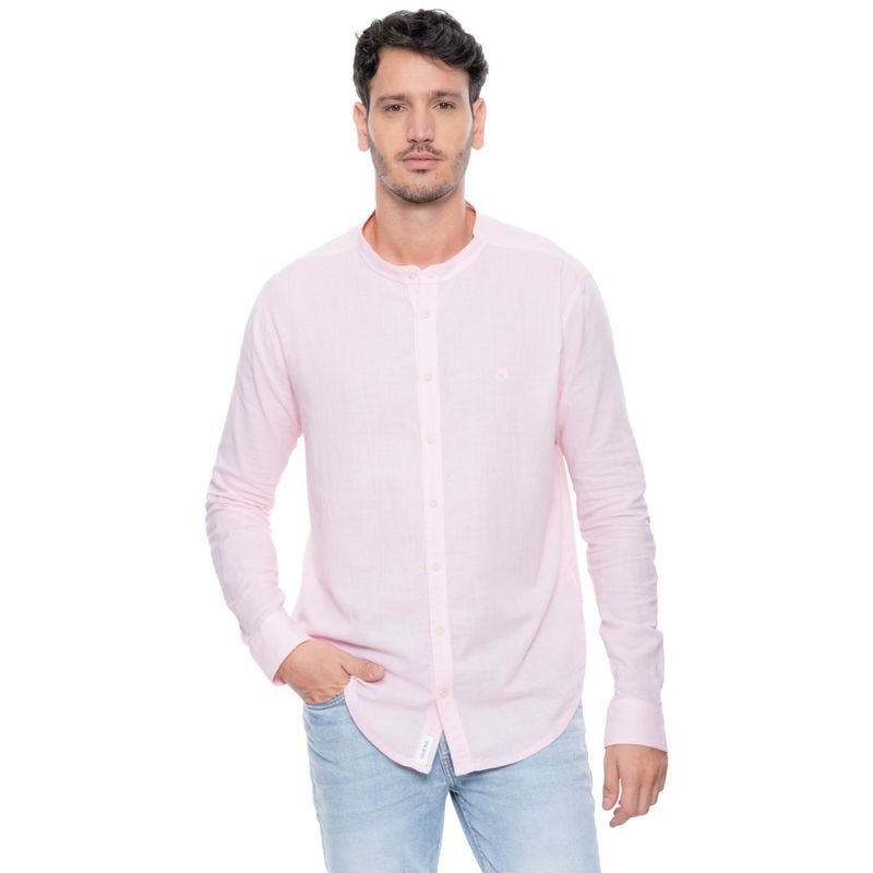 COLOR BLUE - Camisa Manga Larga Cuello Nerú