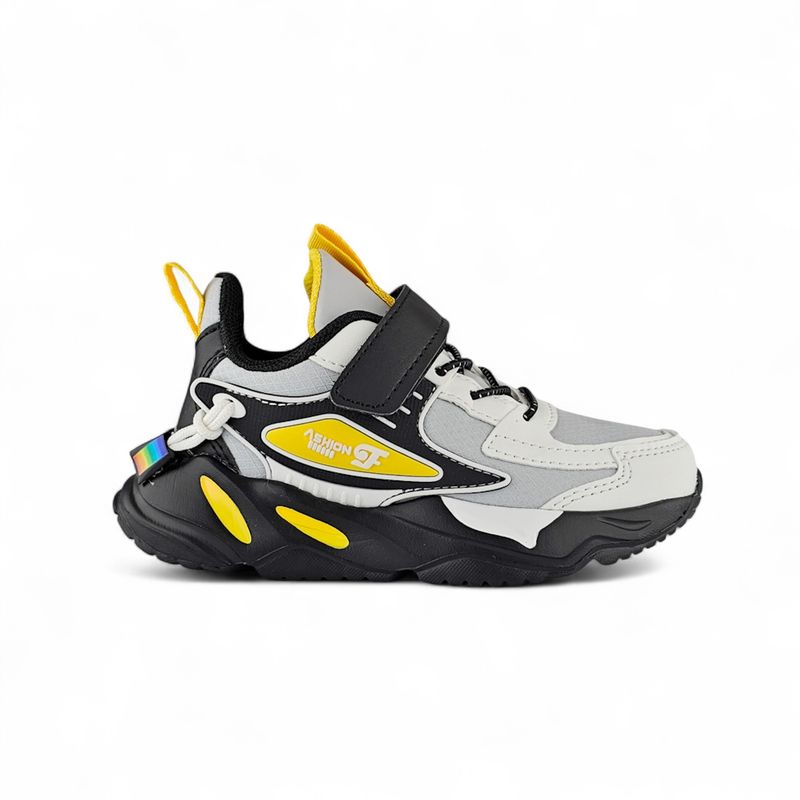 TITINOS - Tenis Velcro Niño Negro Amarillo Titinos