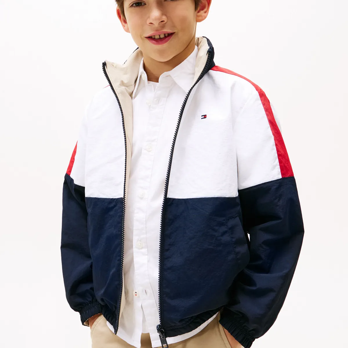 TOMMY HILFIGER - Rompe azul oscuro viento reversible color block Tommy Hilfiger