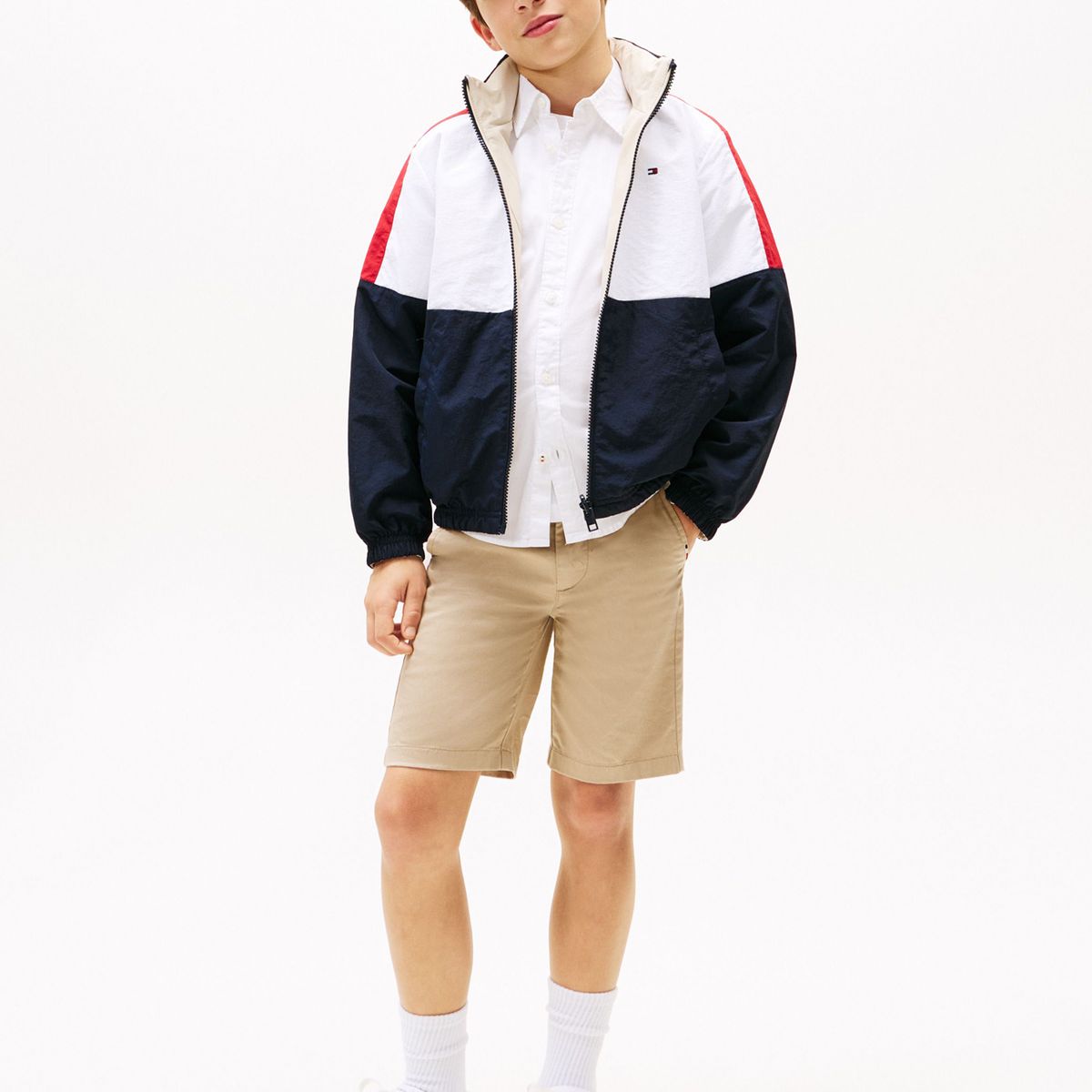 TOMMY HILFIGER - Rompe azul oscuro viento reversible color block Tommy Hilfiger