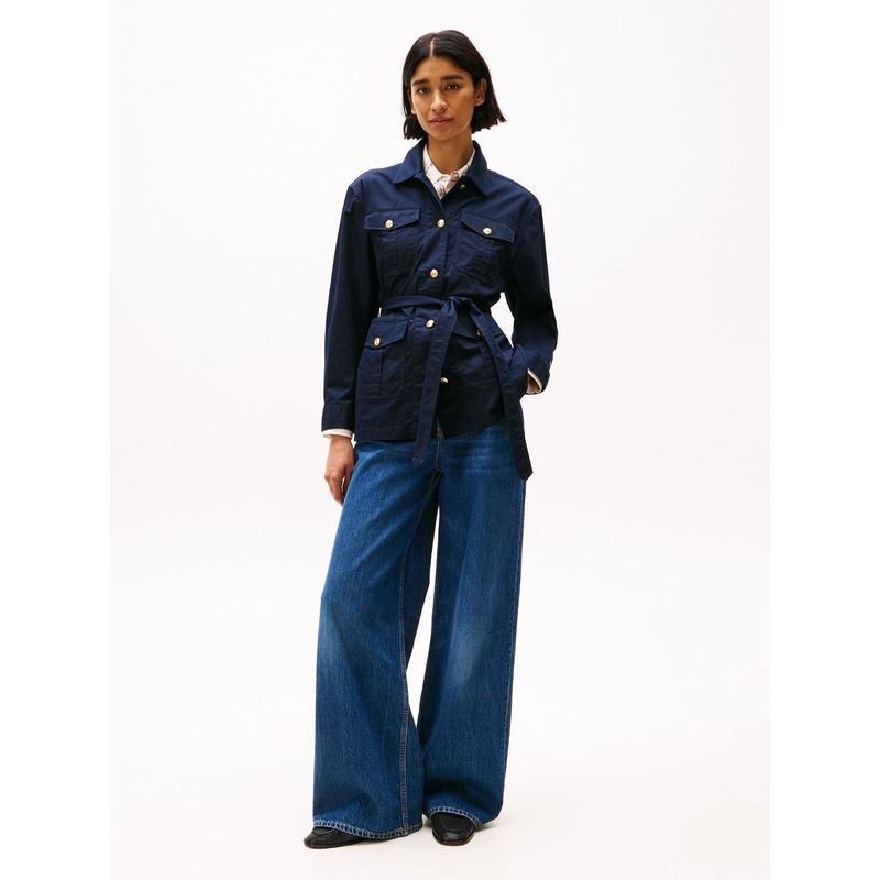 TOMMY HILFIGER - Rompe azul viento estilo militar con botones dorados Tommy Hilfiger