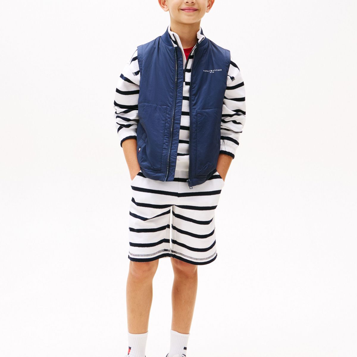 TOMMY HILFIGER - Chaleco azul acolchado, plegable y muy ligero Tommy Hilfiger