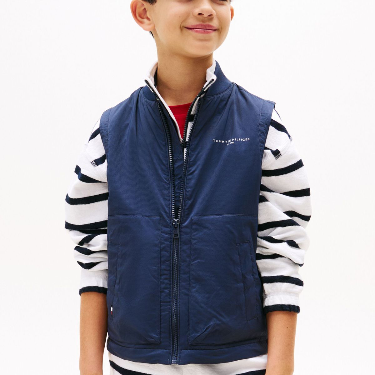 TOMMY HILFIGER - Chaleco azul acolchado, plegable y muy ligero Tommy Hilfiger