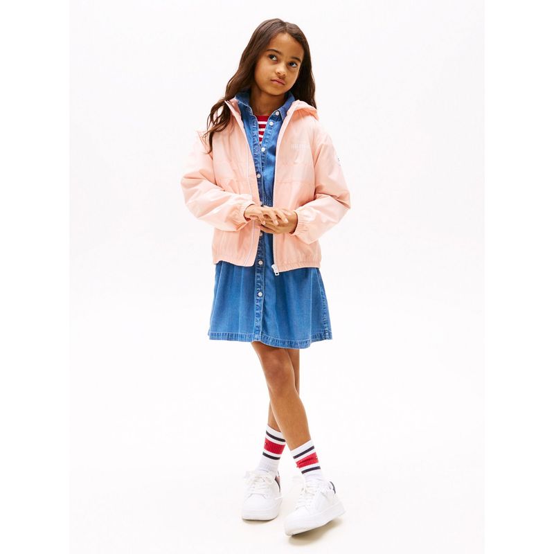 TOMMY HILFIGER - Cortavientos rosa con capota y logo Tommy Hilfiger