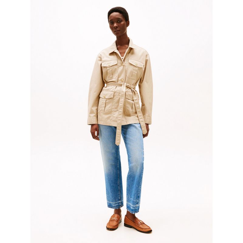 TOMMY HILFIGER - Rompe beige viento estilo militar con botones dorados Tommy Hilfiger
