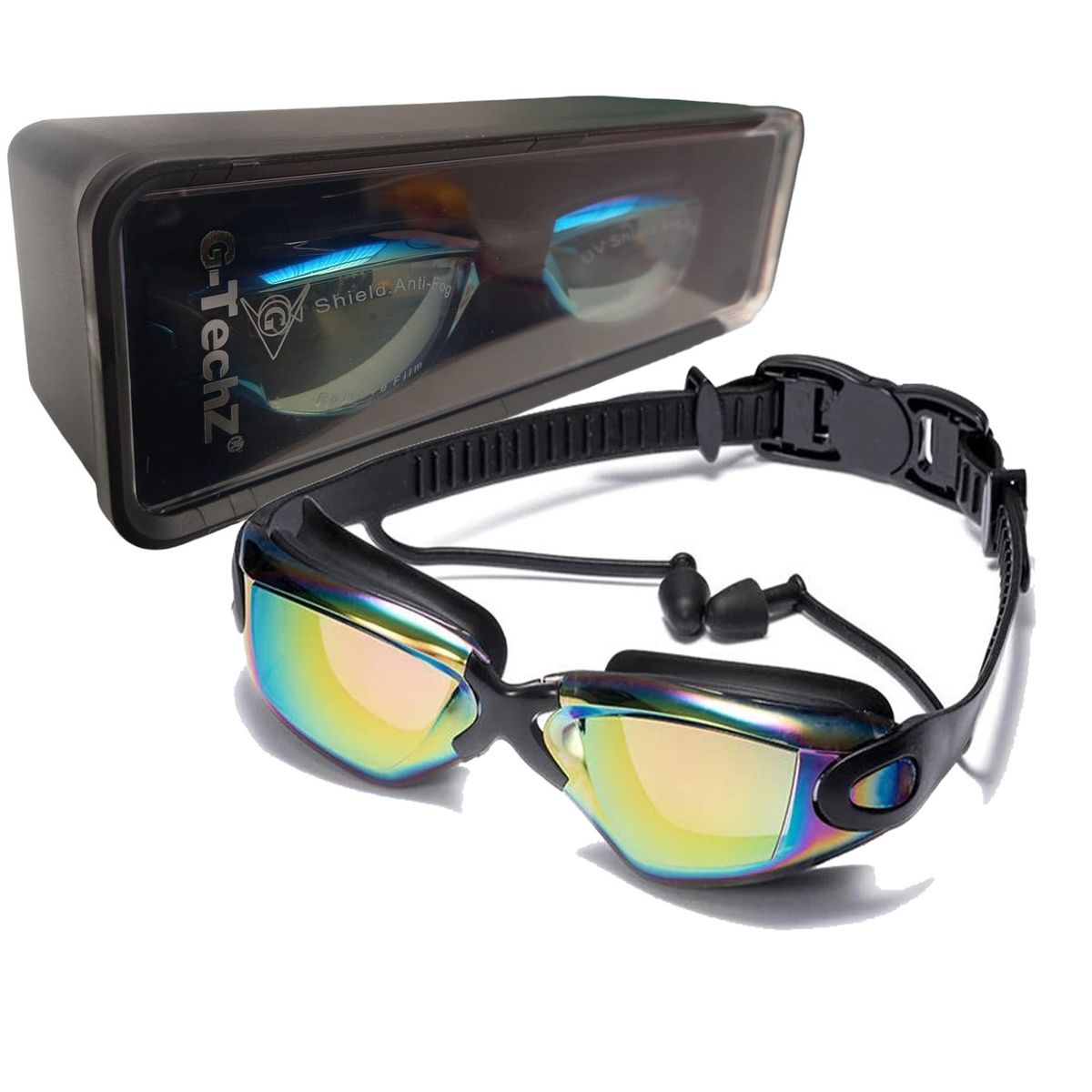 GENERICO - Gafas De Natación Espejo Con Tapa Oídos Incluido - Negro