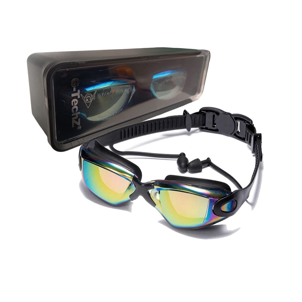 GENERICO - Gafas De Natación Espejo Con Tapa Oídos Incluido - Negro