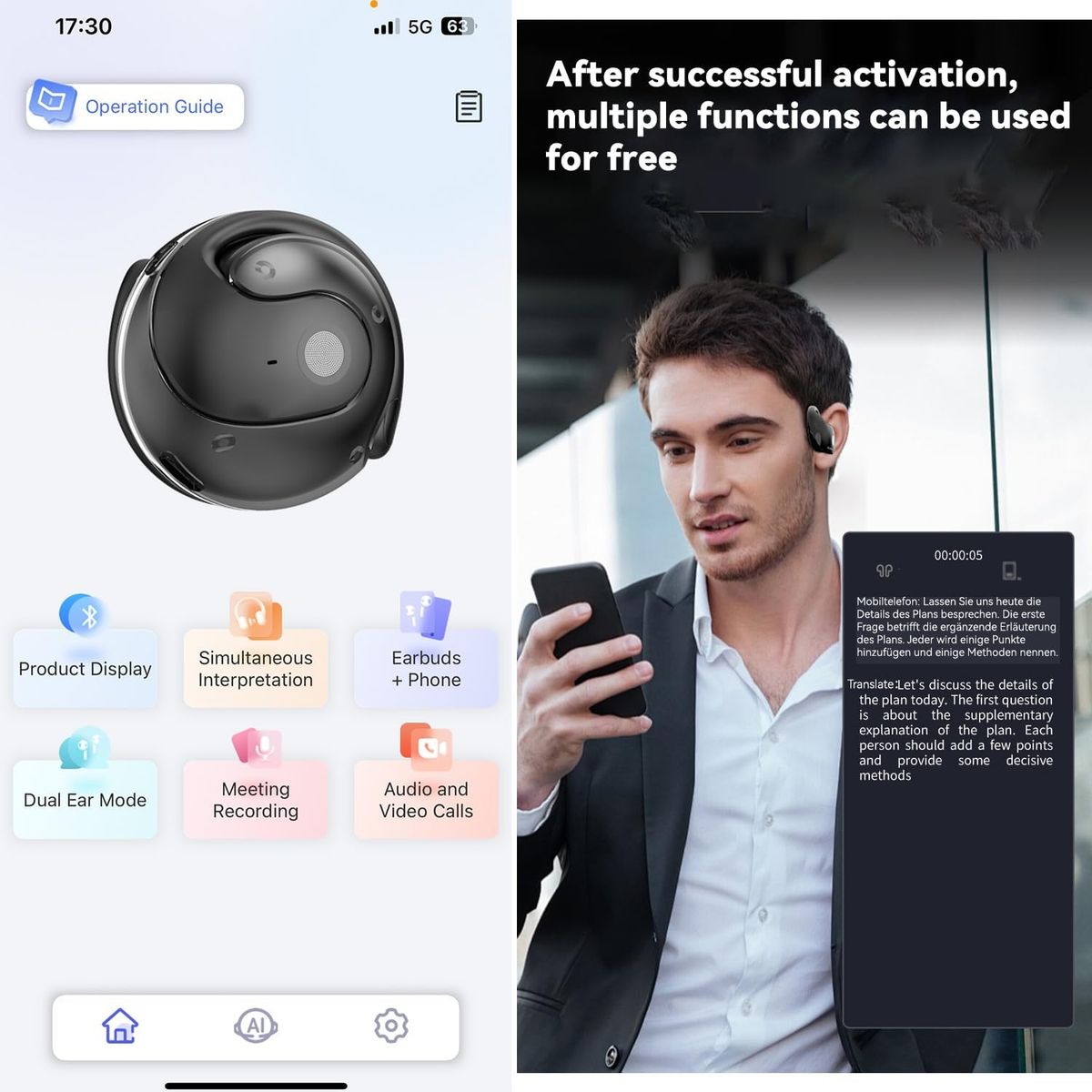 GENERICO - Audífonos Traductor 144 Idiomas 2 Auricular Inalámbrico Bluetooth