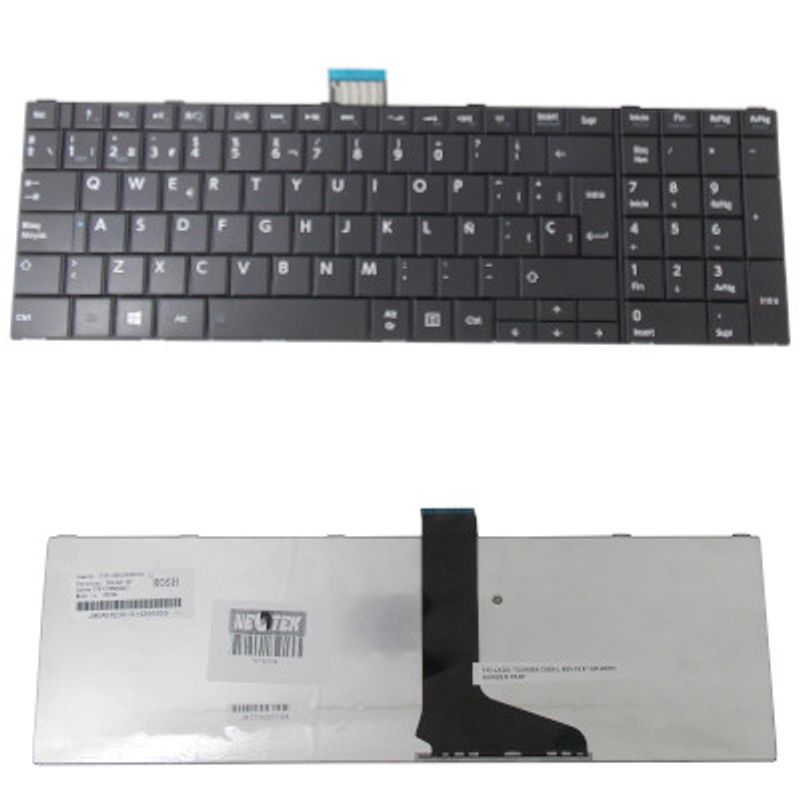 NEOTEK - Teclado Repuesto Toshiba Satellite C855  L855 Español Latino con Ñ Negro
