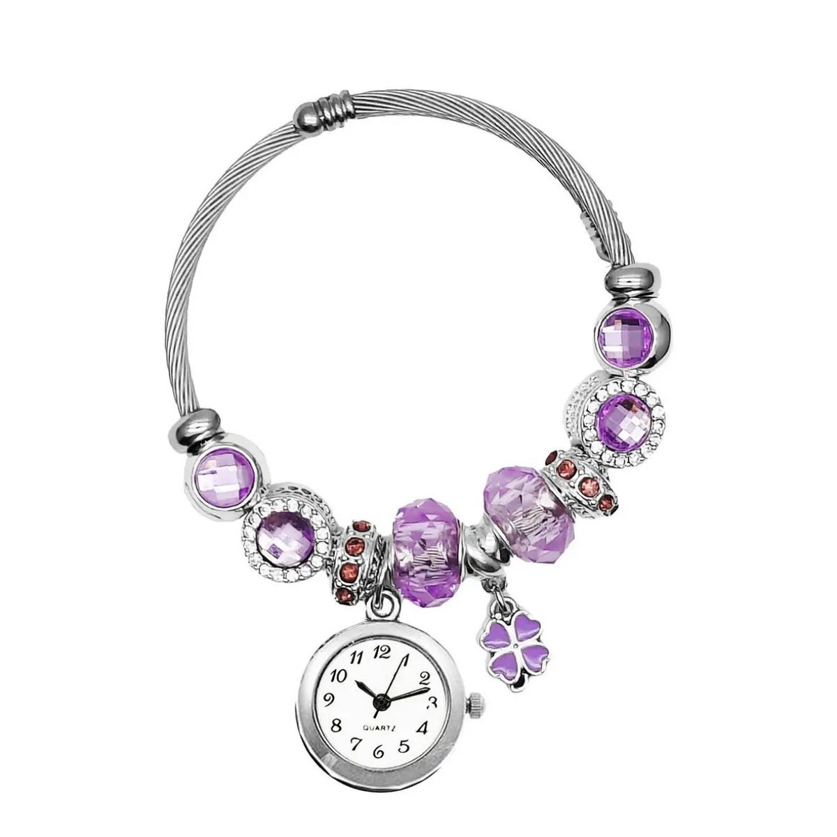 DAYOSHOP - Reloj pulsera acero inoxidable lila - con estuche