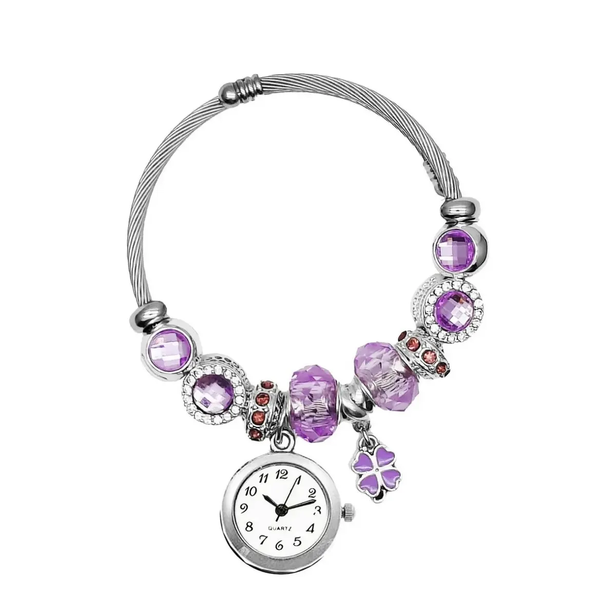 DAYOSHOP - Reloj pulsera acero inoxidable lila - con estuche