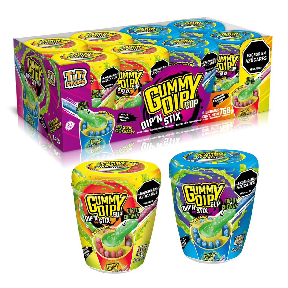 IMPORTADORA MAKA - Dulces Gummy Dip Cup X 96 gramos x 8 unidades