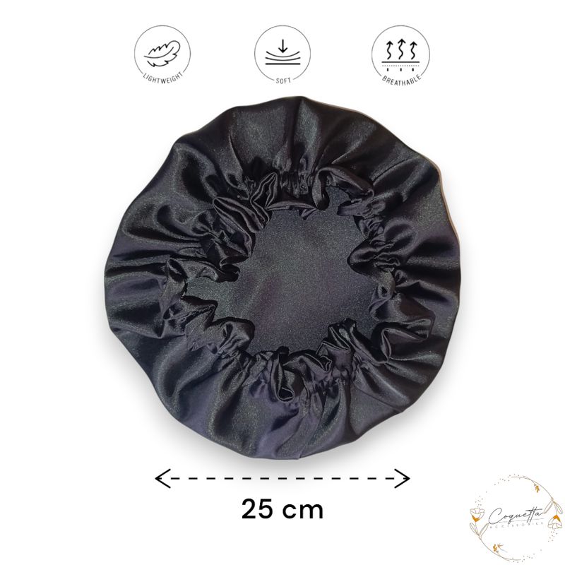 GENERICO - Gorro De Satín Licrado Antifrizz Color Negro