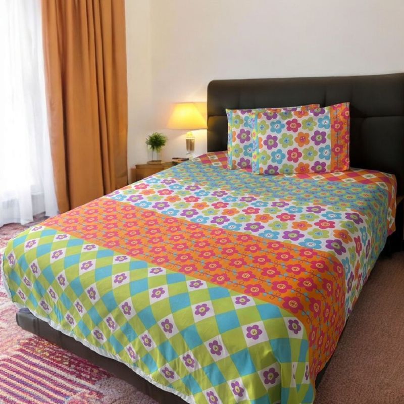 VOYPRE - Juego de Sábanas Estampadas en Poliéster Tamaño Doble Mariposas