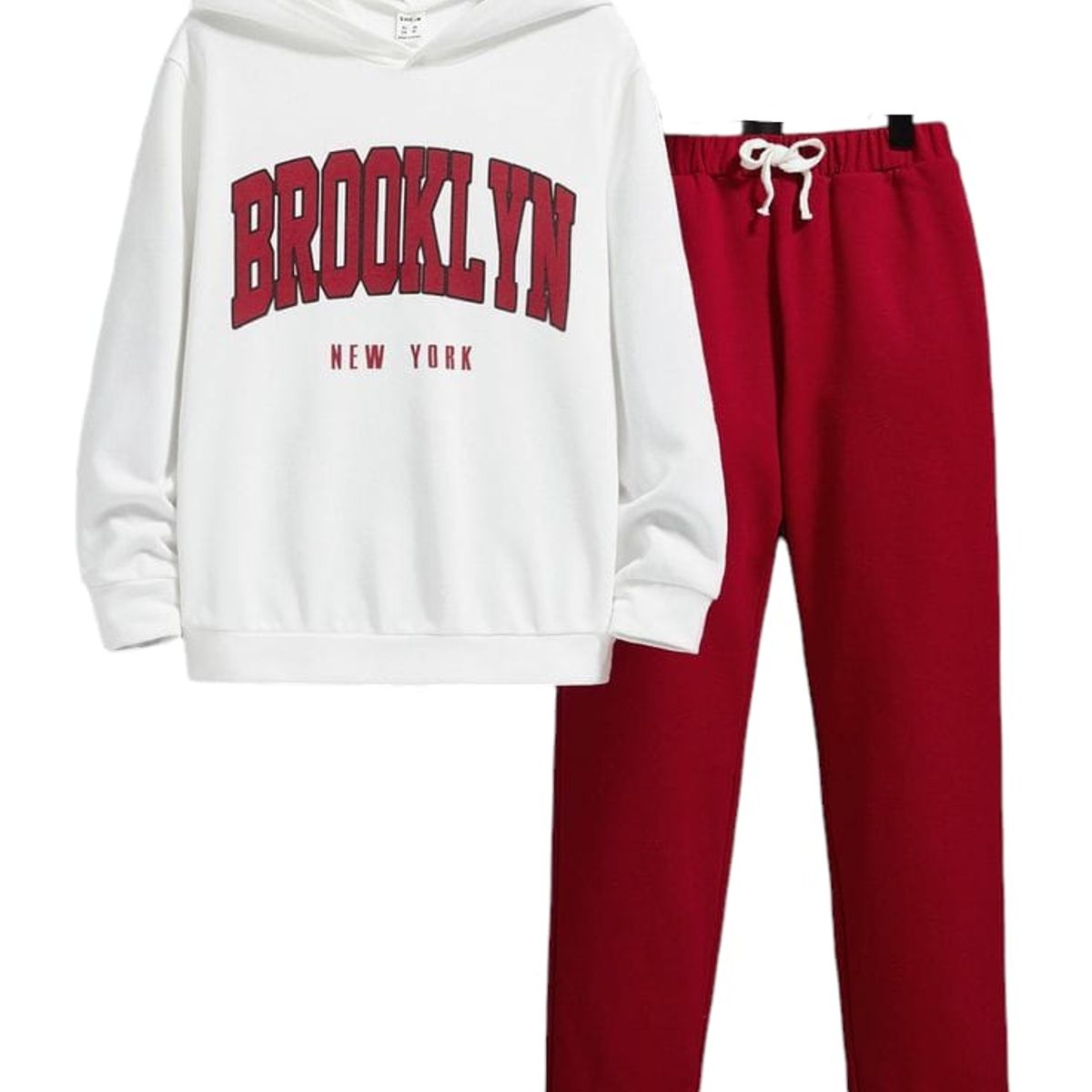 URBAN PLUS - conjunto mujer y niña sudadera blanco rojo brooklyn