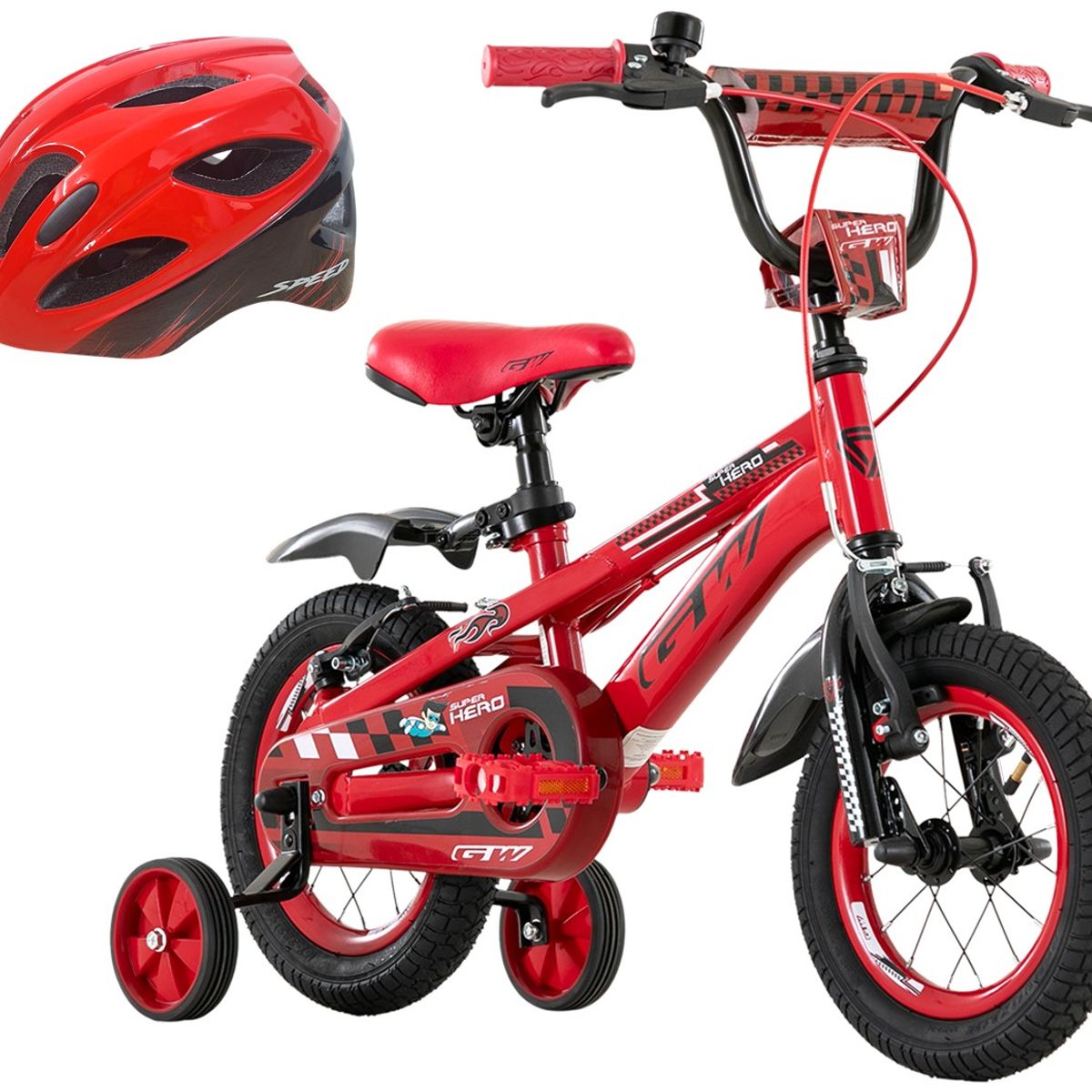 GW - Bicicleta Niño Niña Gw Rin 12 Rueda Auxiliar Con Accesorios