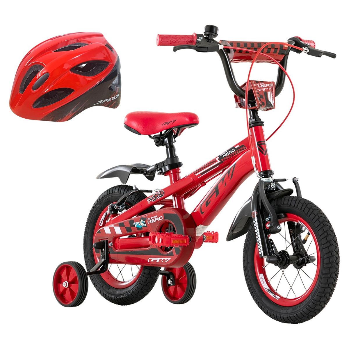 GW - Bicicleta Niño Niña Gw Rin 12 Rueda Auxiliar Con Accesorios