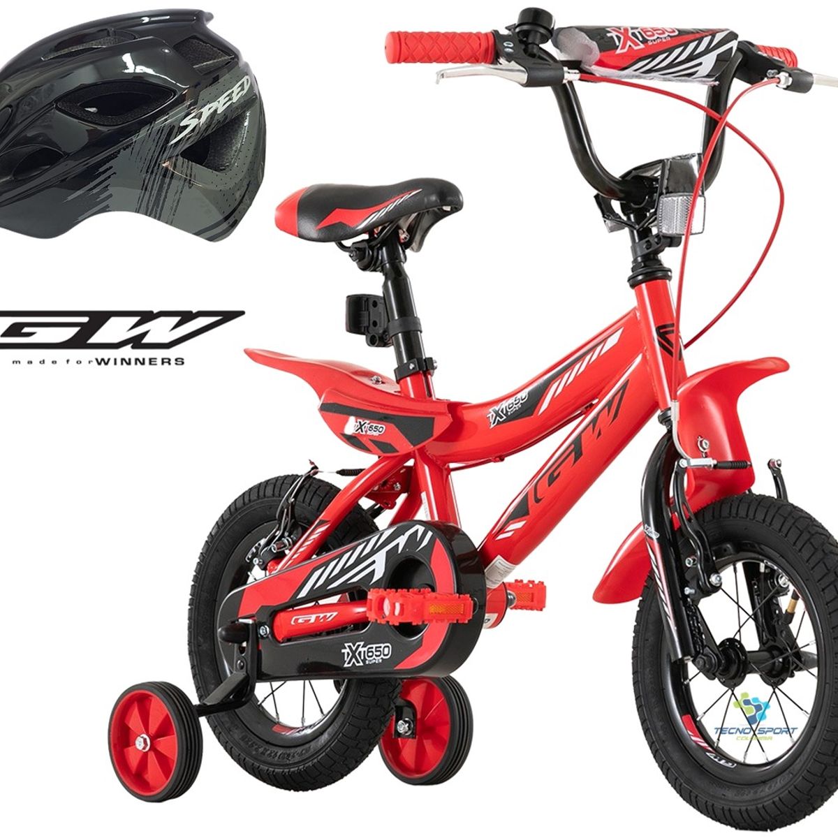 GW - Bicicleta Niño Niña Gw Rin 12 Rueda Auxiliar Con Accesorios