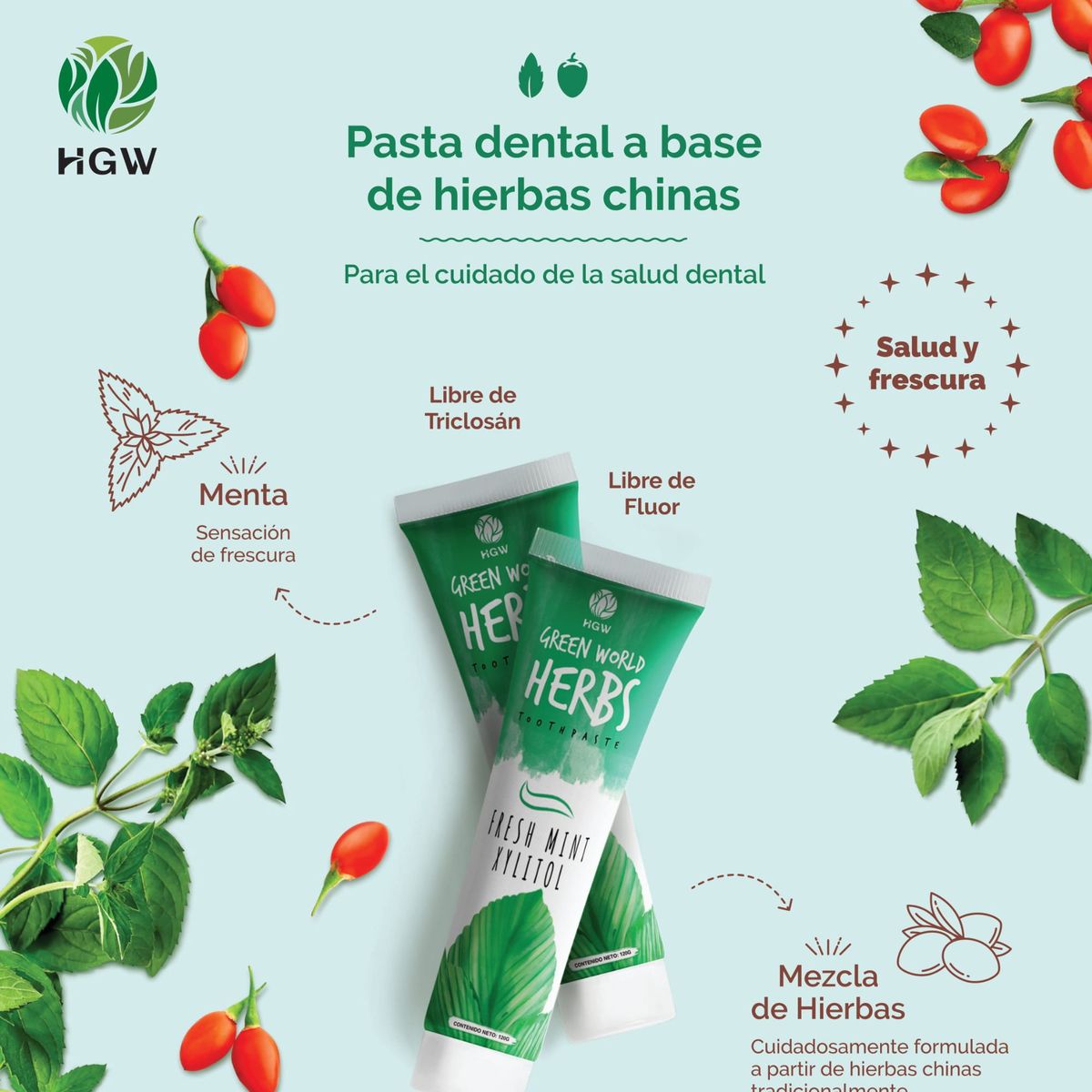 GENERICO - Crema dental HGW Herbs 120 gr libre de frluor y triclosan