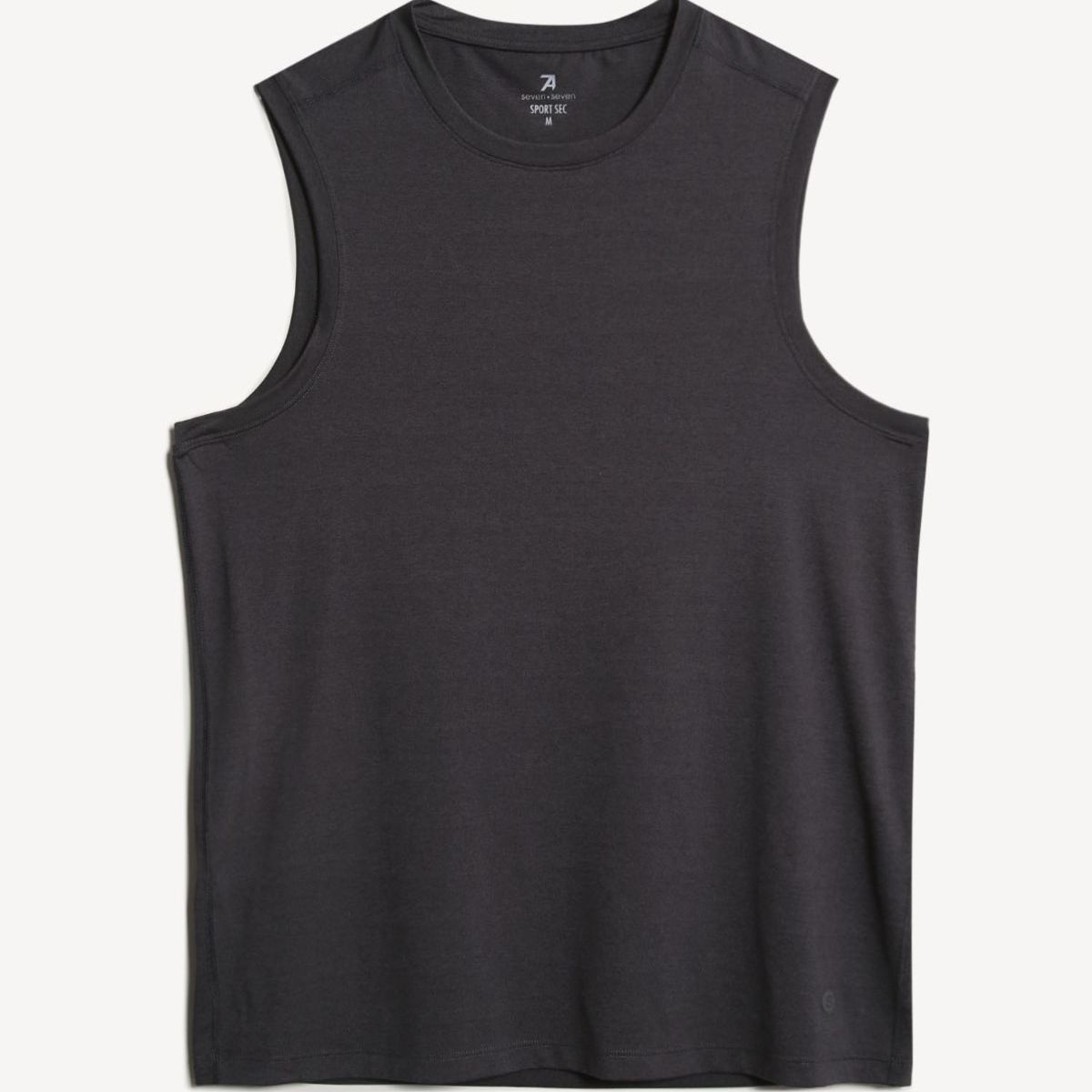 SEVEN SEVEN - Camiseta Deportiva Texturizada Manga Sisa  Para Hombre Negro Seven Seven