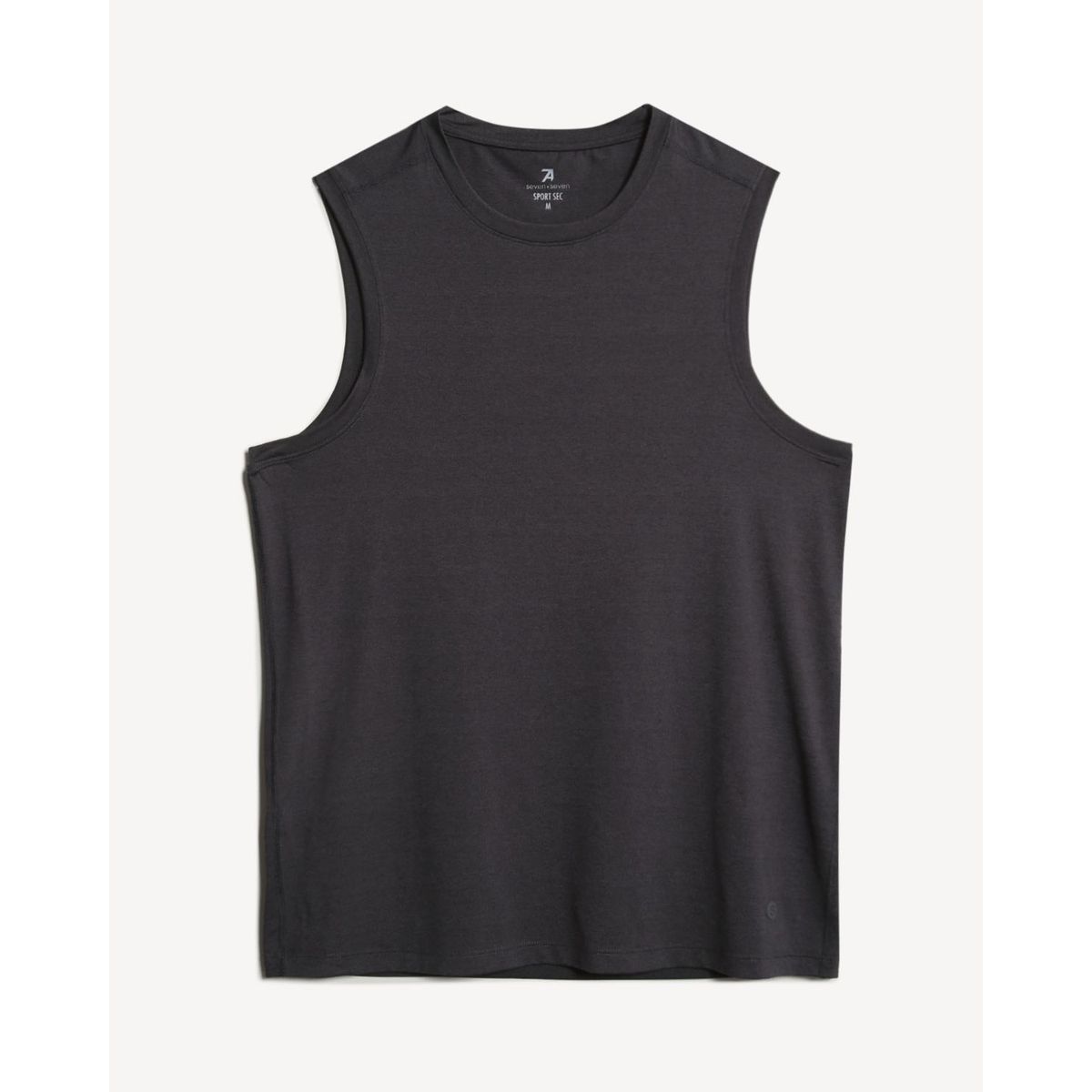SEVEN SEVEN - Camiseta Deportiva Texturizada Manga Sisa  Para Hombre Negro Seven Seven