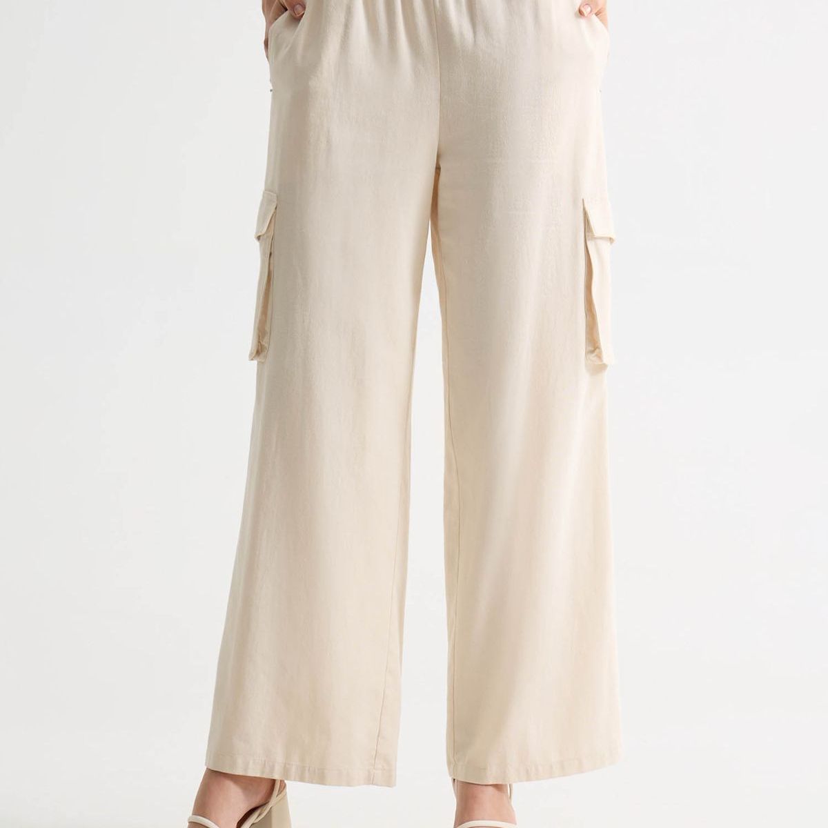 SEVEN SEVEN - Pantalón Tipo Cargo Fluido Y Ligero  Para Mujer Beige Seven Seven