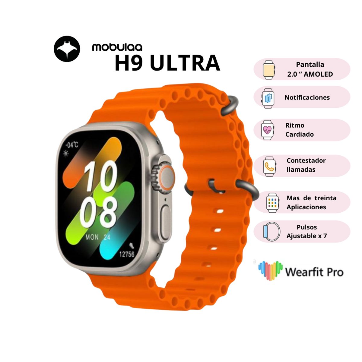 MOBULA - Reloj Inteligente H9 ULTRA PLUS Pantalla AMOLED