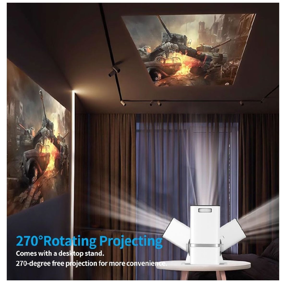 GENERICO - Proyector Smart WiFi y Bluetooth 1080P Android Aplicaciones