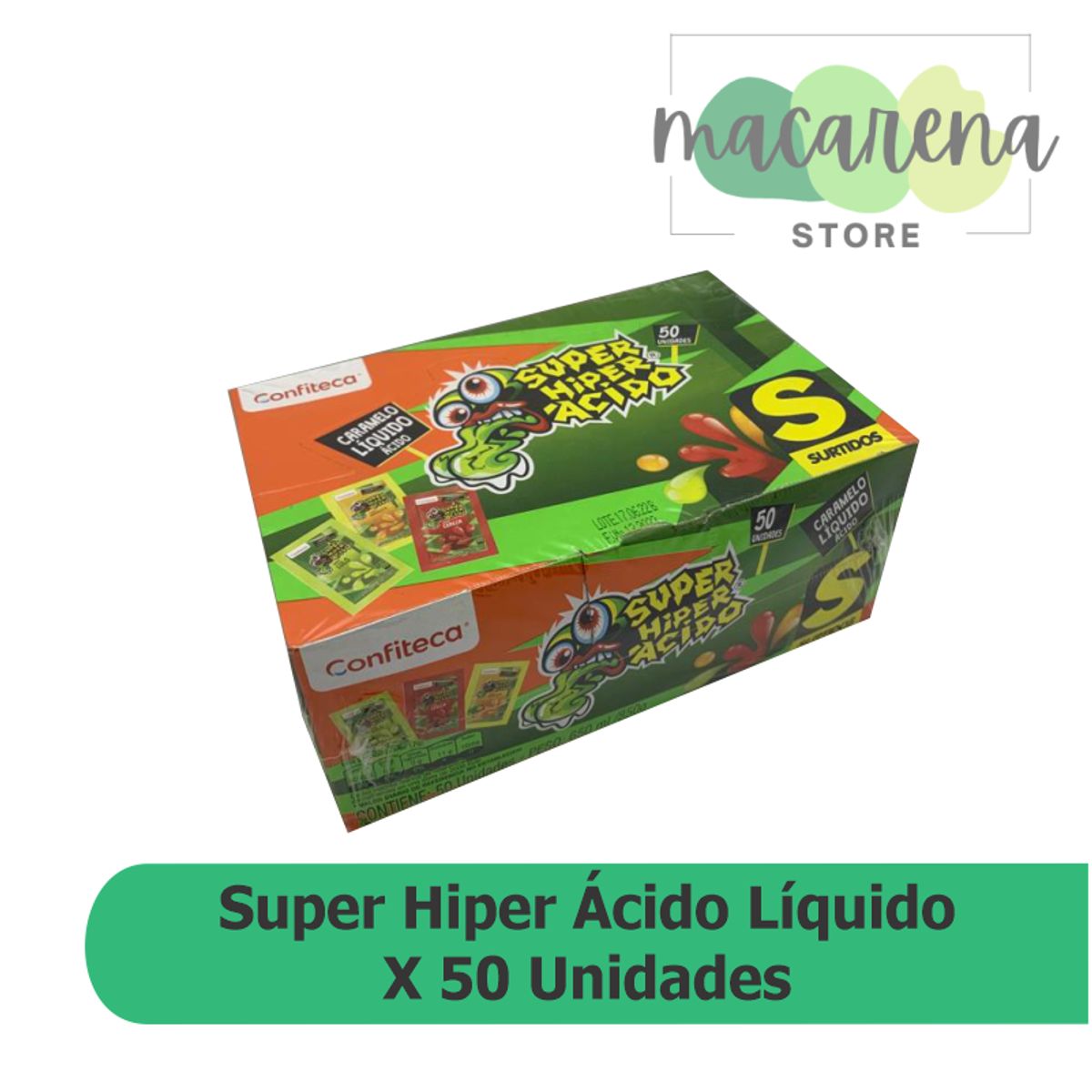 NACIONAL - Super Hiper Ácido Caramelo Líquido Ácido Caja X 50 unidades