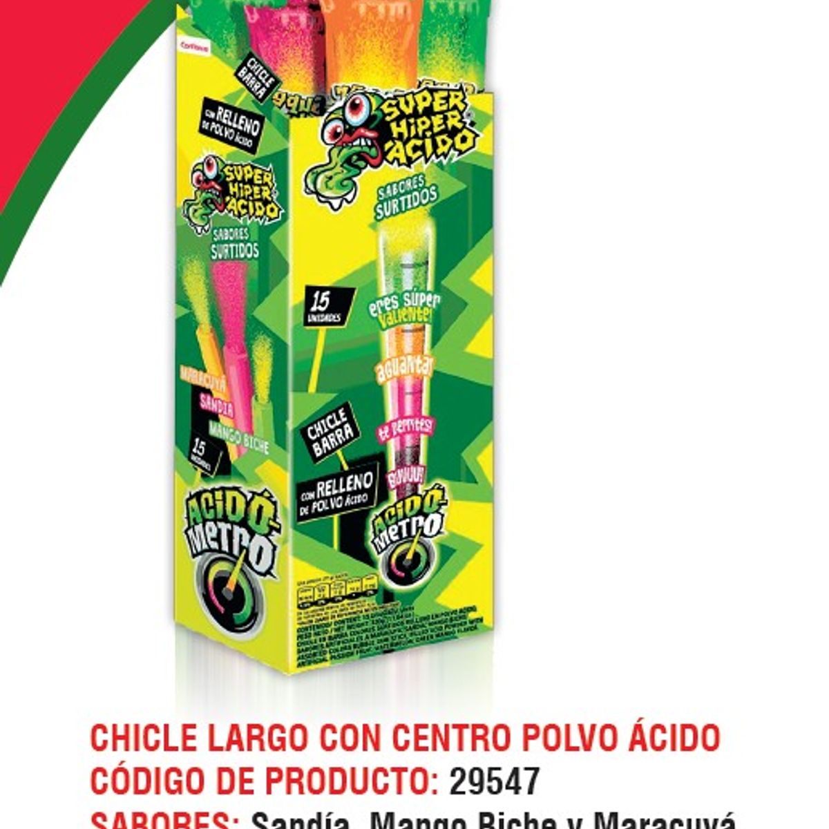 NACIONAL - Dulces Chicle Super Hiperacido X15 unidades