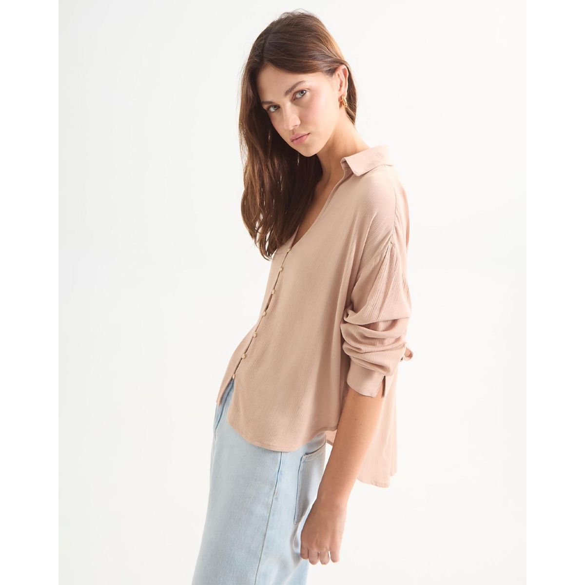SEVEN SEVEN - Blusa Para Mujer Manga Larga Color Taupe Marca Seven Seven #28124003