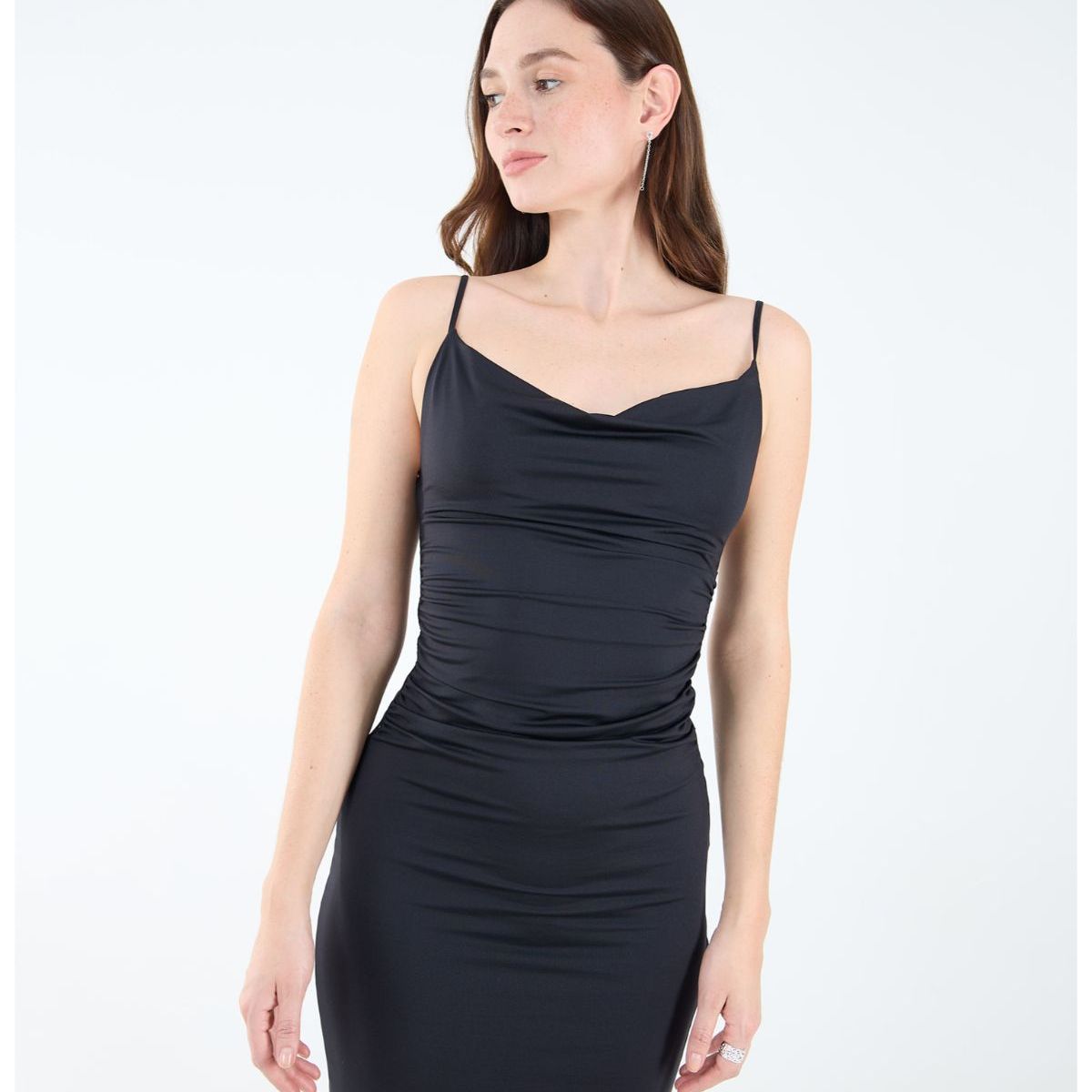 SEVEN SEVEN - Vestido Escote Drapeado  Para Mujer Negro Seven Seven