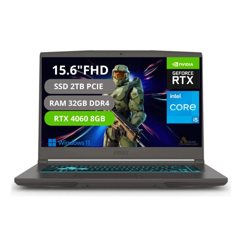 MSI - Portatil Gamer MSI Thin 15 Intel Core i5-13420H RAM 32GB SSD 2TB RTX 4060 8GB
