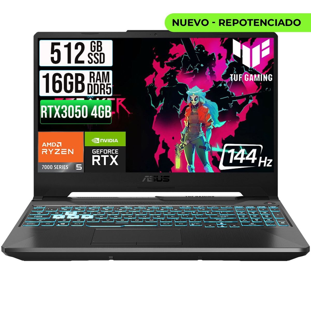 ASUS - ASUS TUF A15 AMD RYZEN 5 7535HS SSD 512GB RAM 16GB DDR5 15,6 FHD RTX 3050 4GB