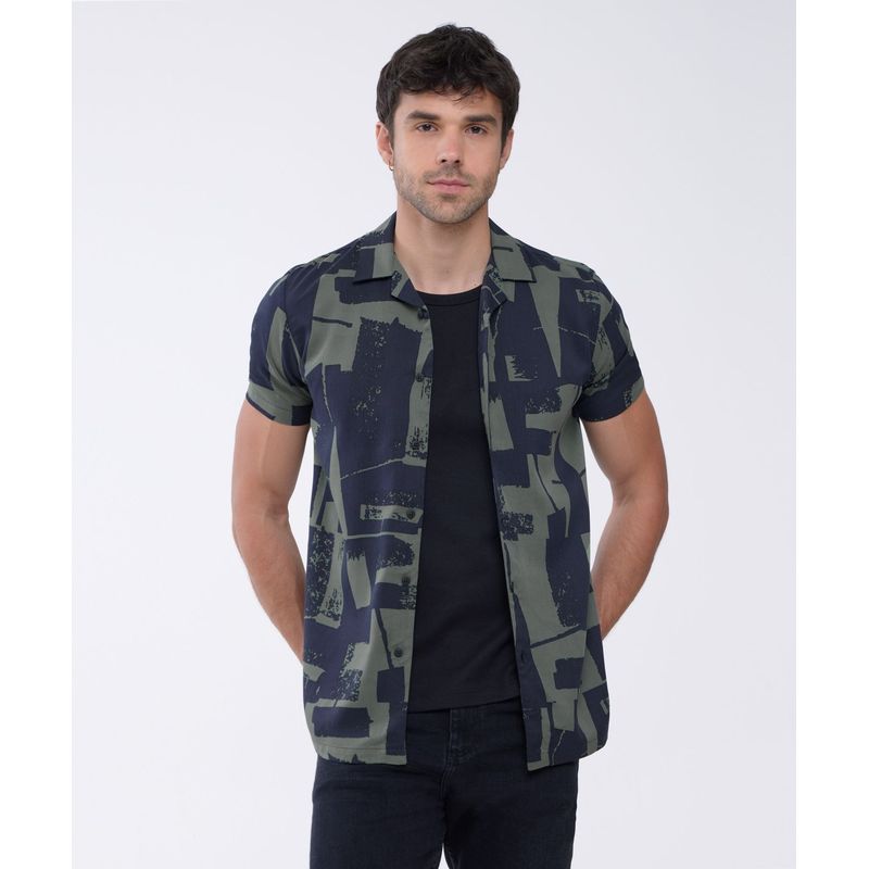 SEVEN SEVEN - Camisa Para Hombre Manga Corta  Color Verde  Marca Seven Seven #45011926