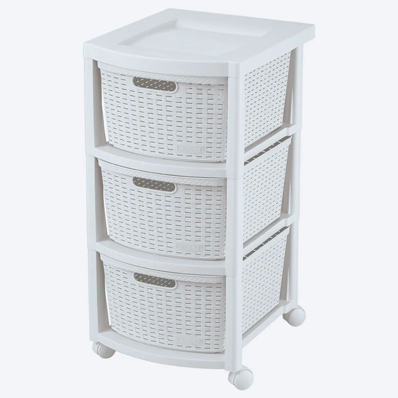 RIMAX - Cajonero Apariencia Rattan Rimax 3 Gavetas Altas Blanco 9834