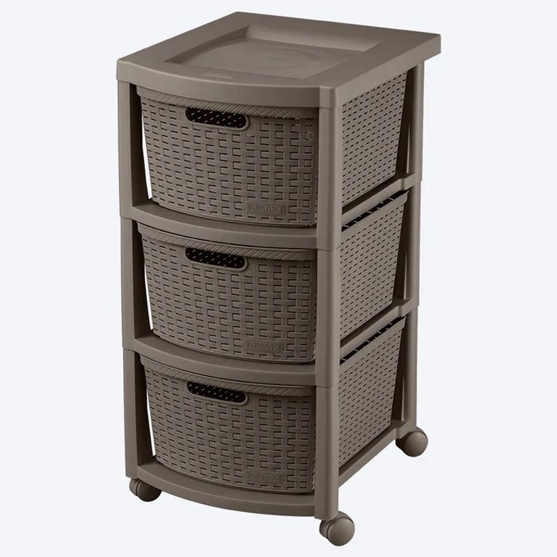 RIMAX - Cajonero Apariencia Rattan Rimax 3 Gavetas Altas Mocca 9832