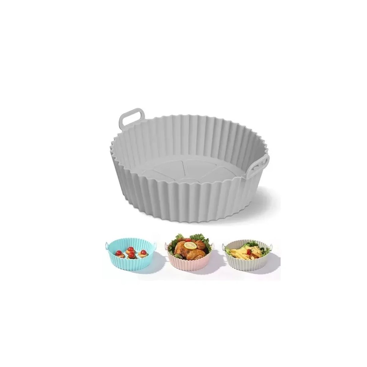 SKY - Canastilla Silicona Olla Freidora Air Fryer Reutilizable Color Gris