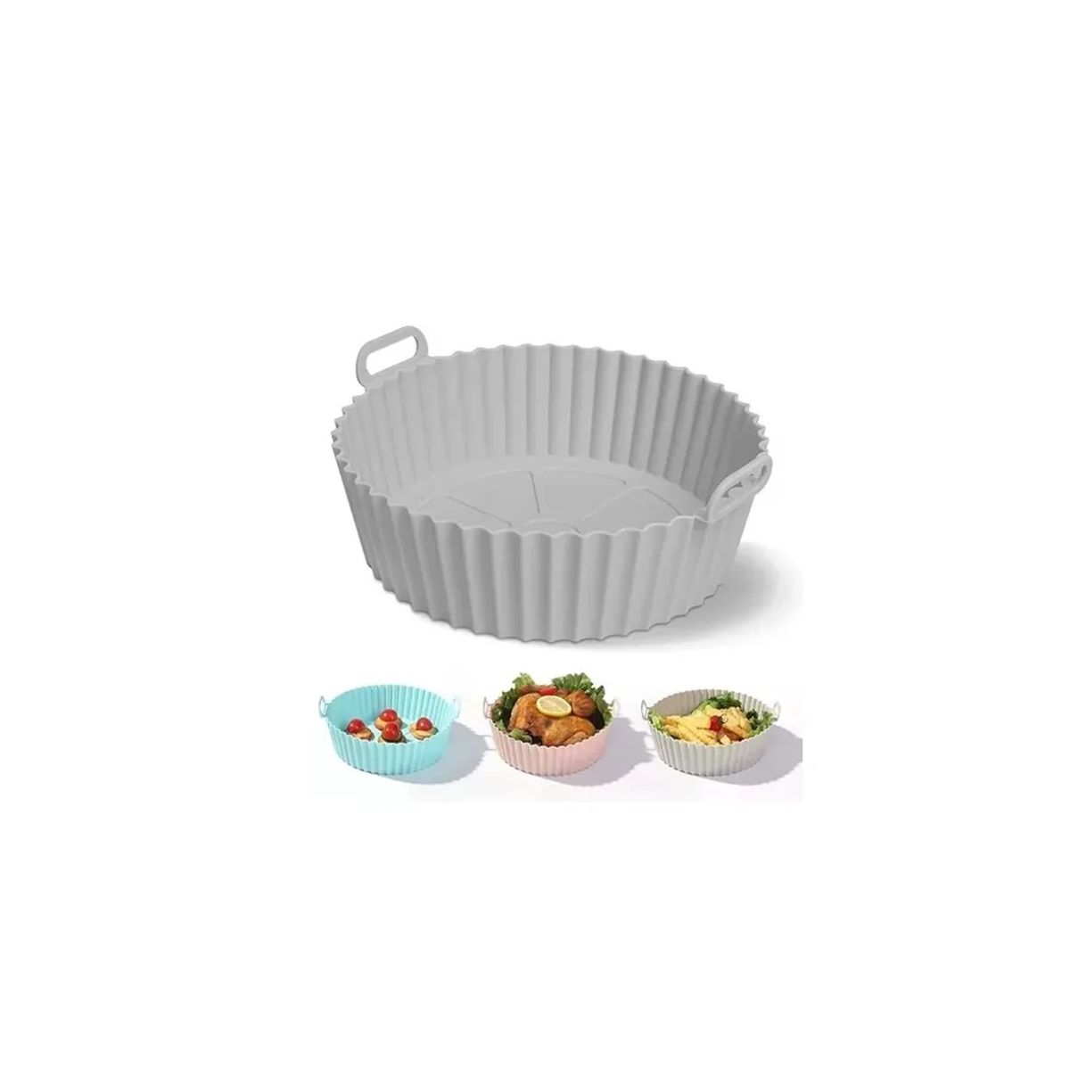 SKY - Canastilla Silicona Olla Freidora Air Fryer Reutilizable Color Gris