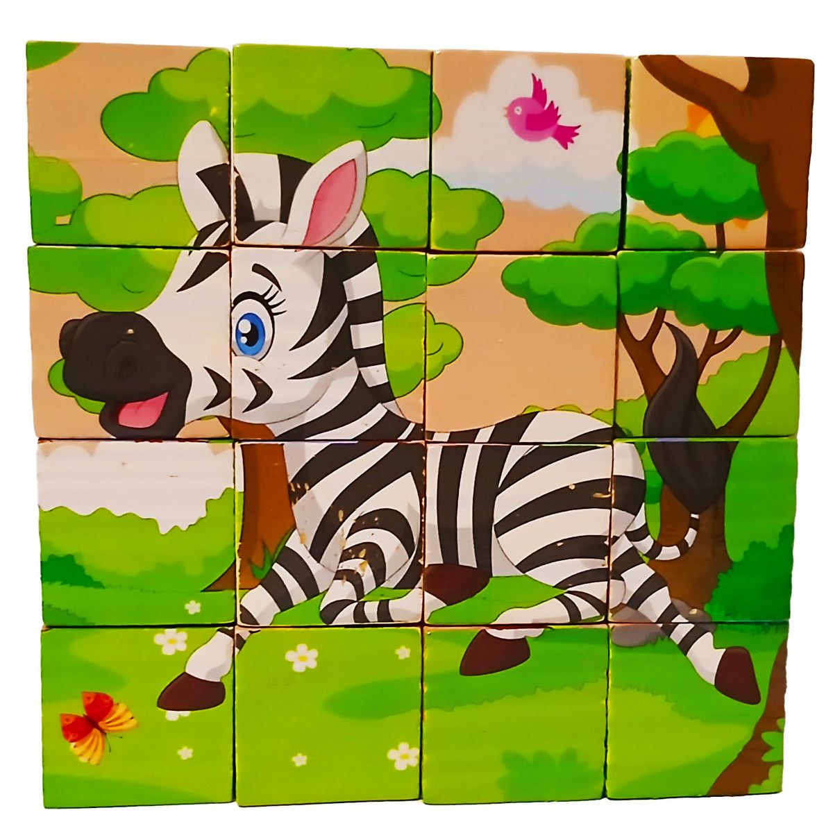 GENERICO - Rompecabeza 16 Cubos Diseño Animales De La Selva Para Niños