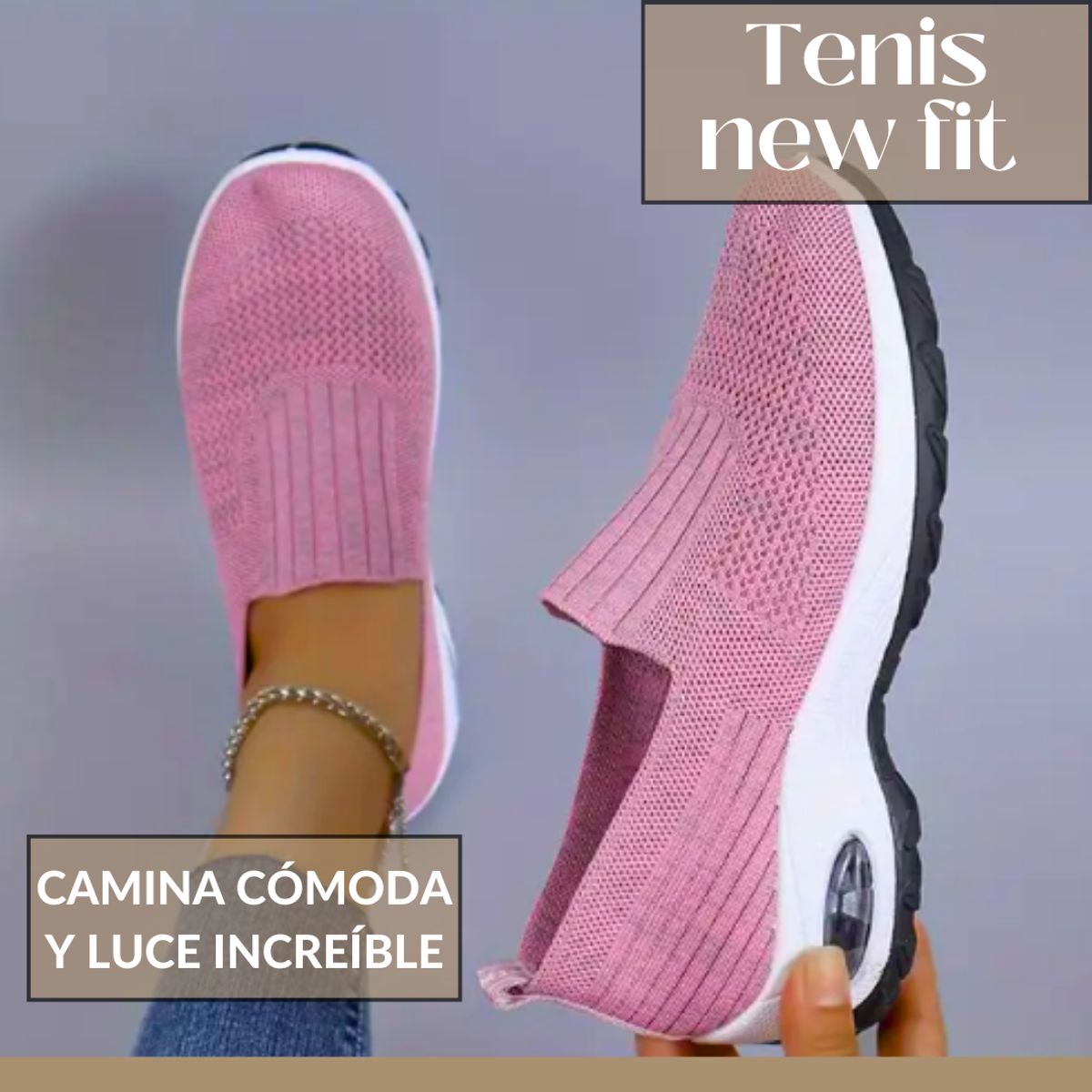 SPORT - Tenis Zapatillas Ultra Cómodos No Dolor Tipo Media Sin Cordón New Fit